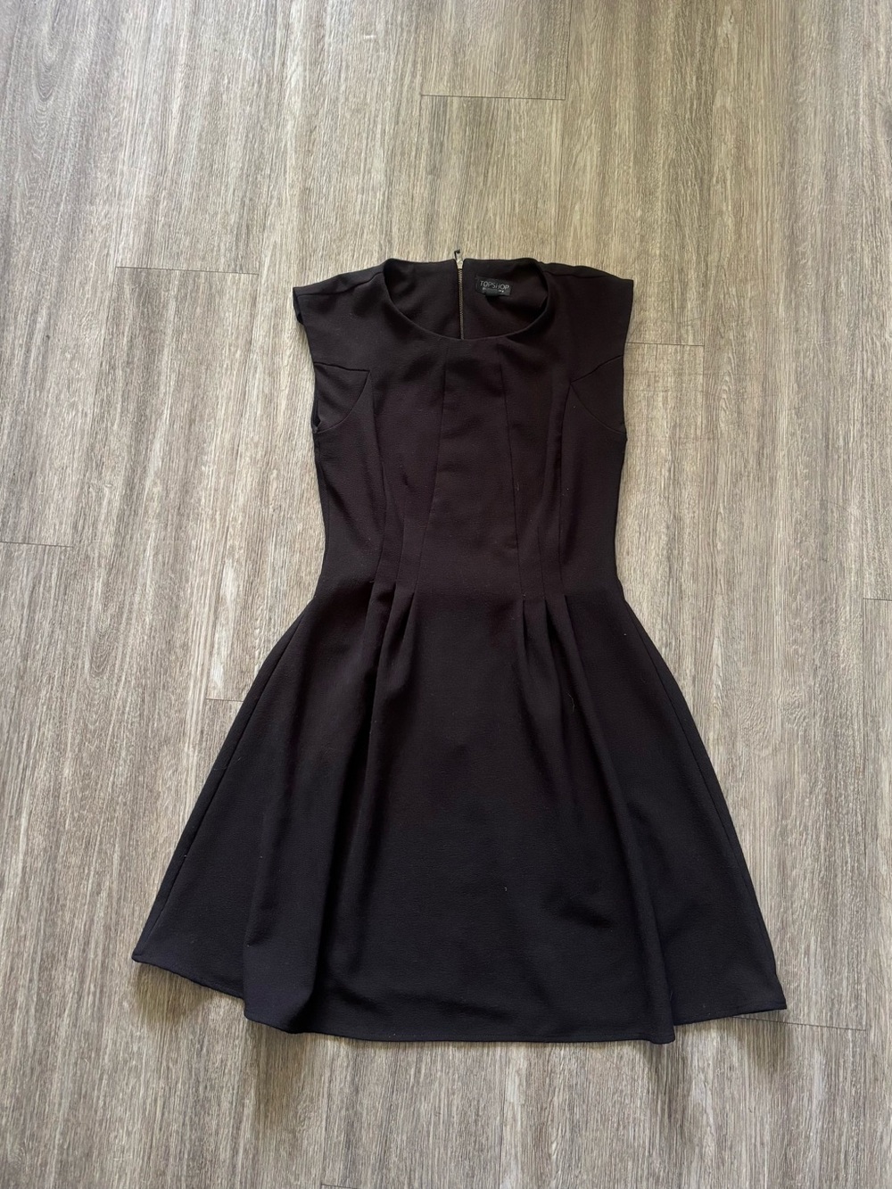 Topshop Black Fit-and-Flare Sleeveless Dress